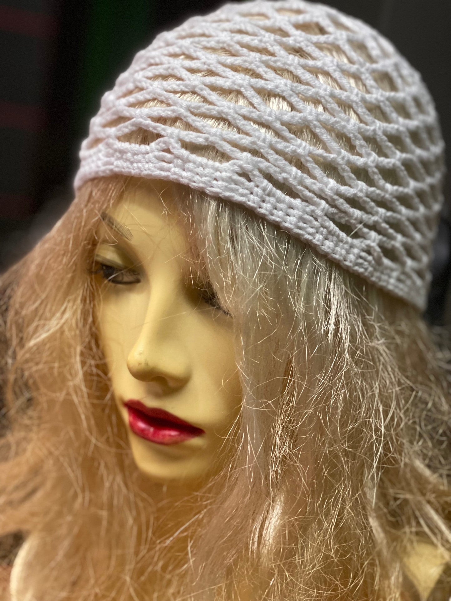 Crochet mesh beanie, black mesh hat, netted mesh beanie, crochet web hat, handmade hat, handmade gift, emerald green mesh beanie