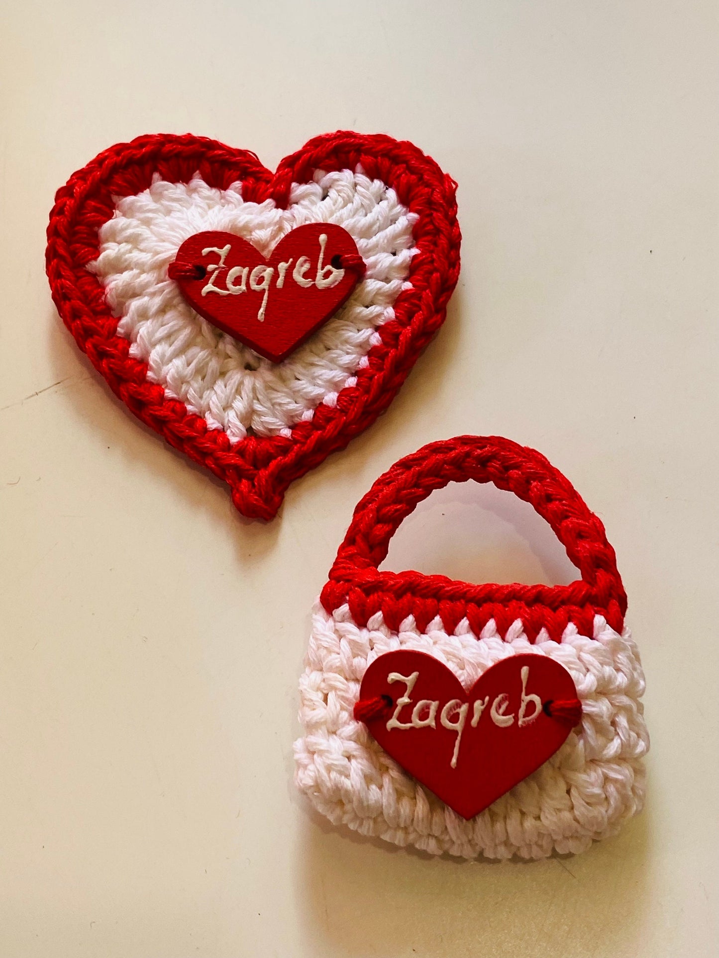 Crochet Zagreb Fridge Magnets: Handmade Cotton Set of 2