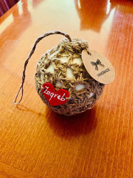 Crocheted Hemp Christmas Ball: Zagreb Decoration