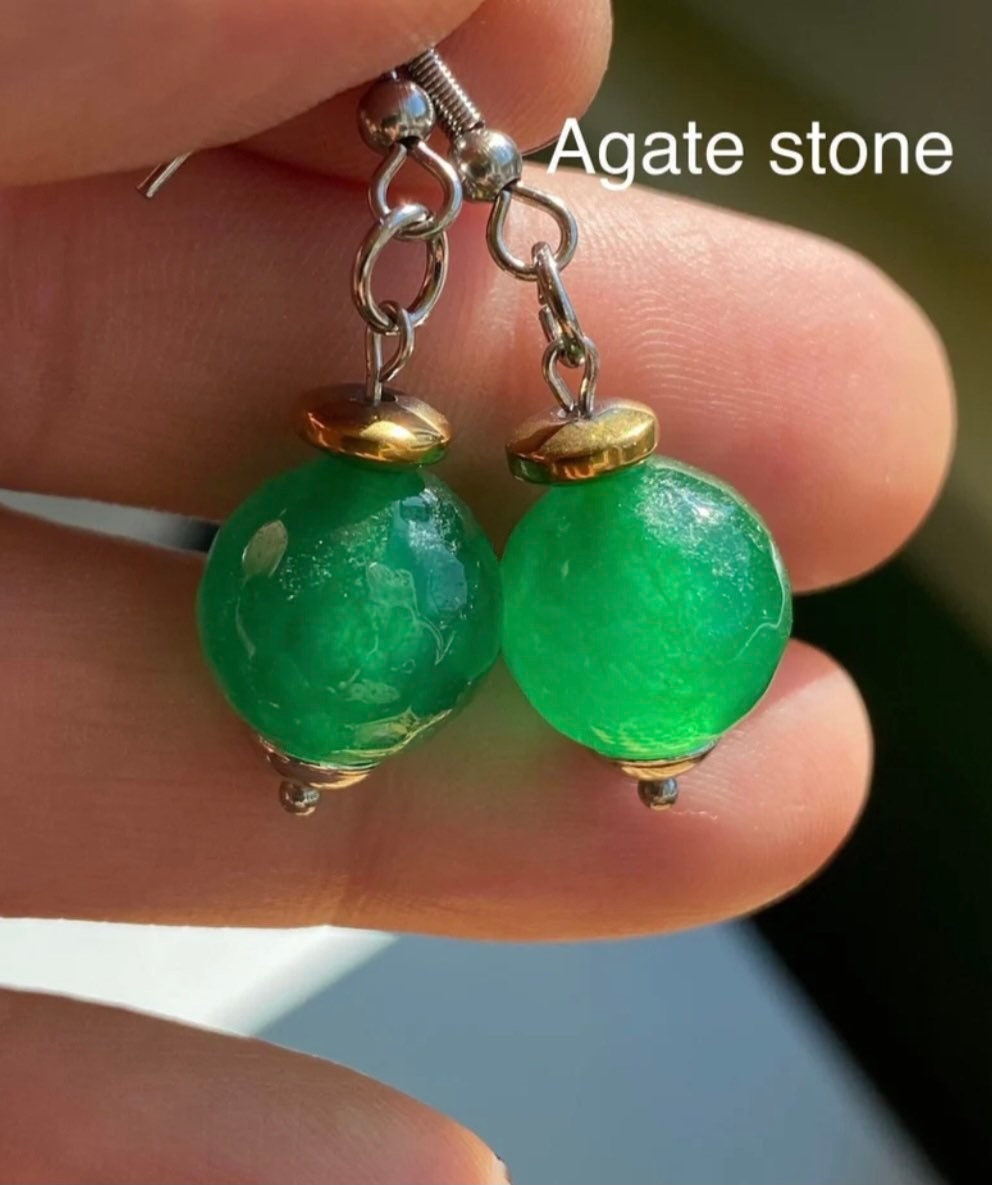 Anime earrings, handmade jewelry, gift for her, agate stone hematite, ceramic, rubber glass, red glass, cross, anime jewelry