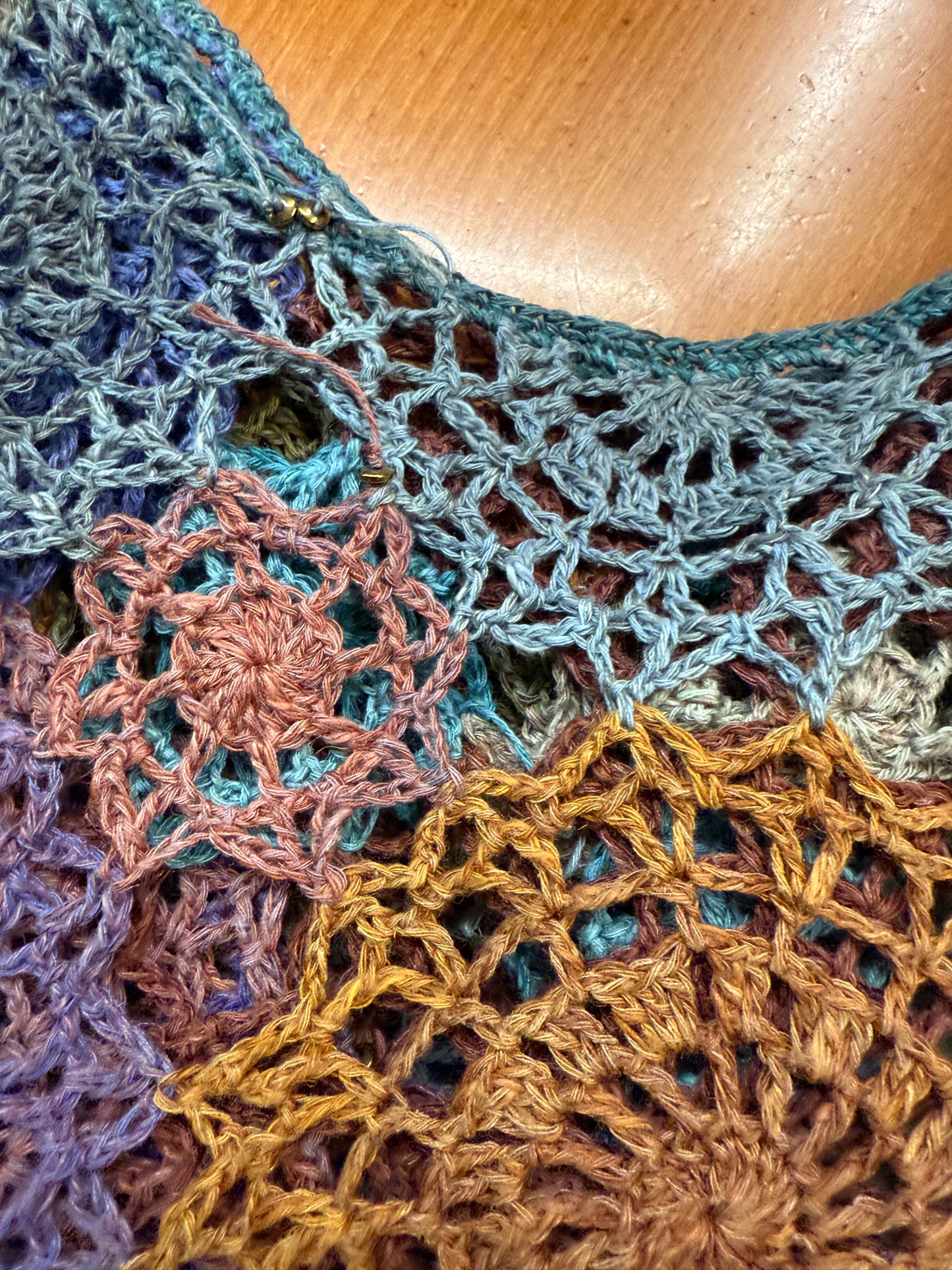 Handmade Circle colorful unique crochet blouse