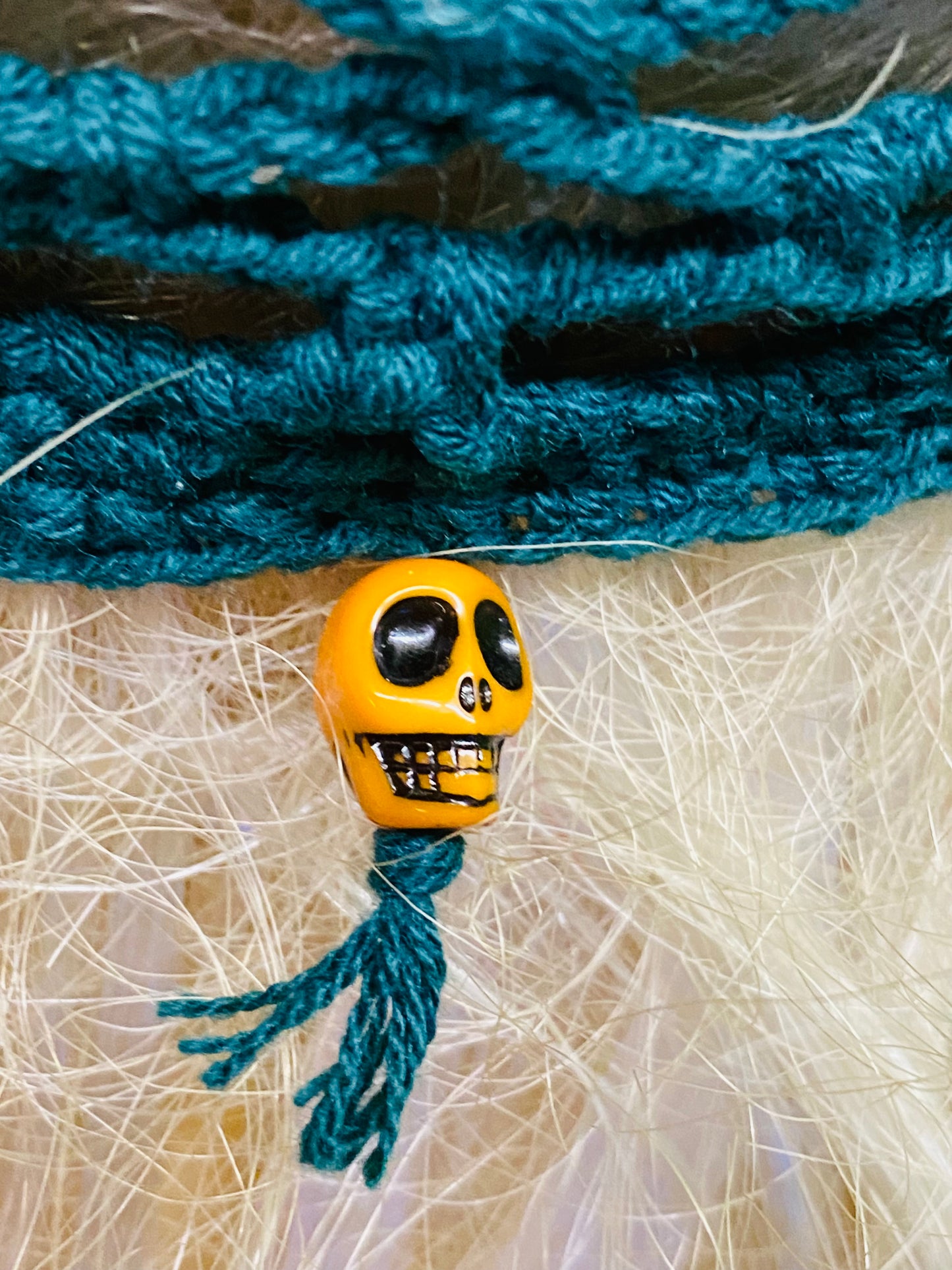 Skull mesh crochet beanie