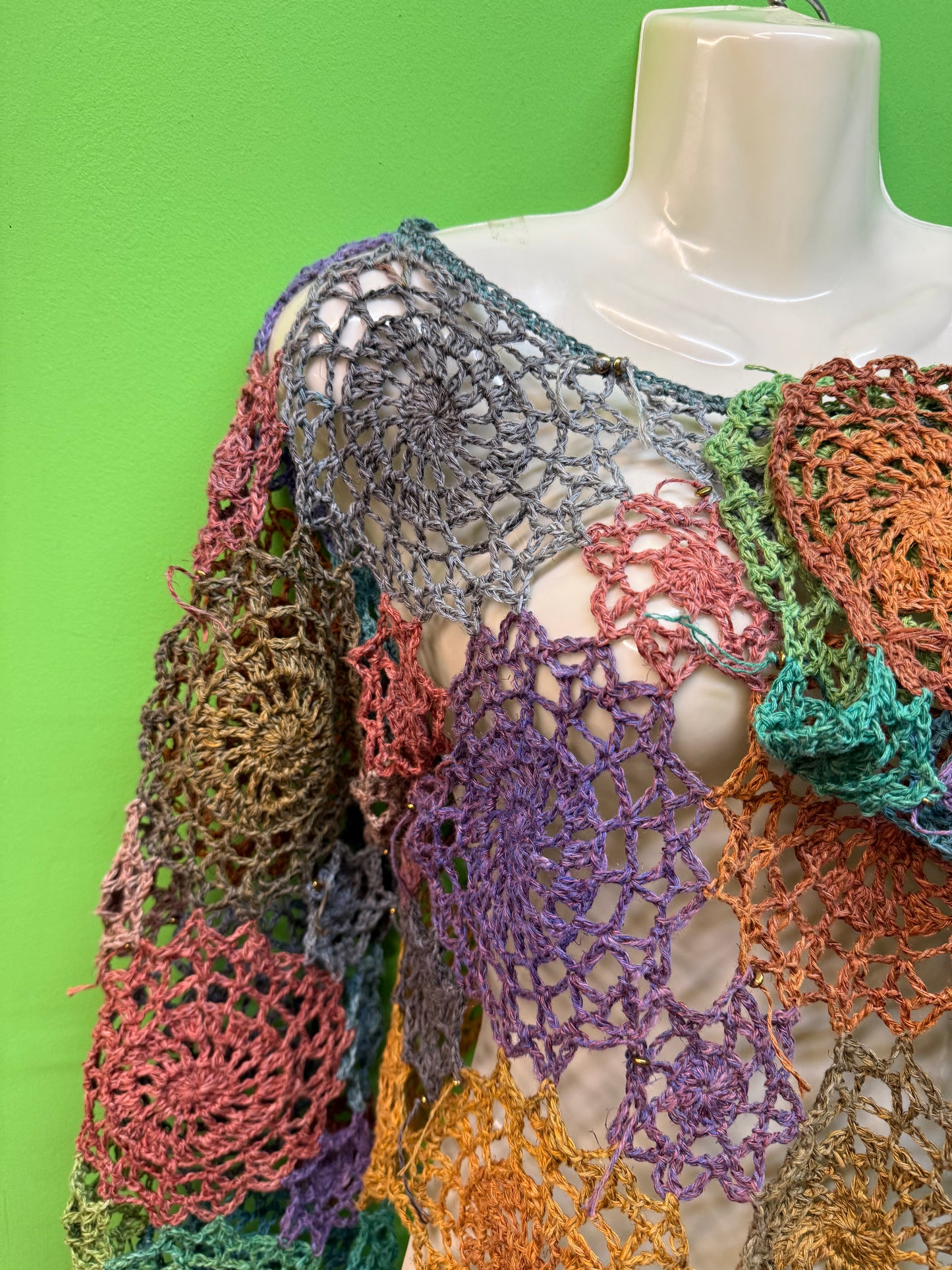 Handmade Circle colorful unique crochet blouse