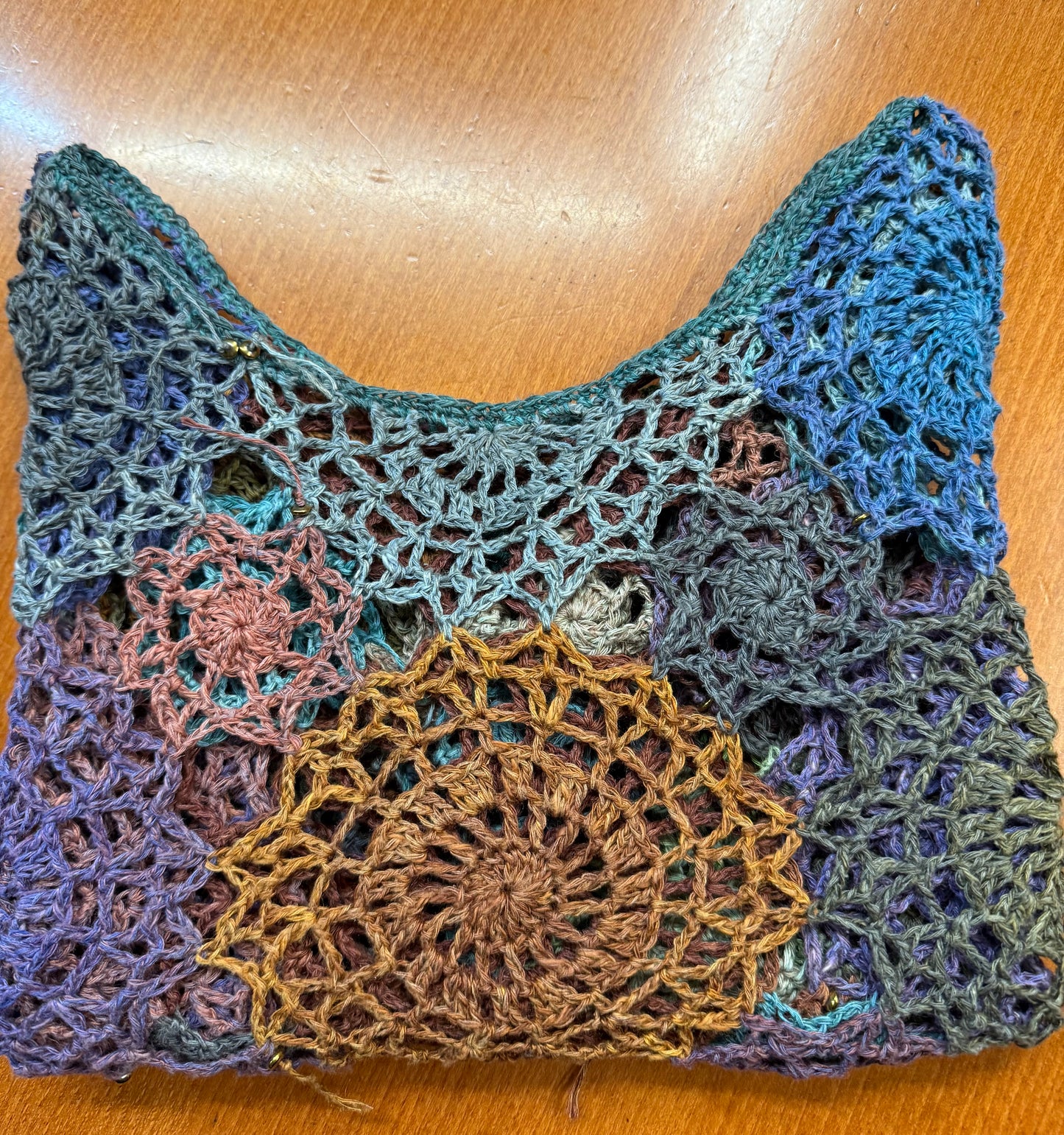 Handmade Circle colorful unique crochet blouse