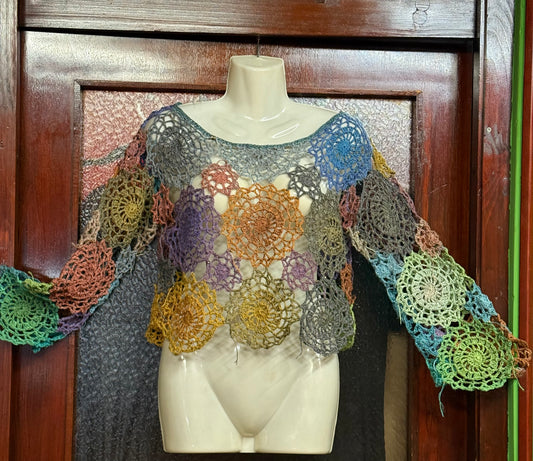 Handmade Circle colorful unique crochet blouse
