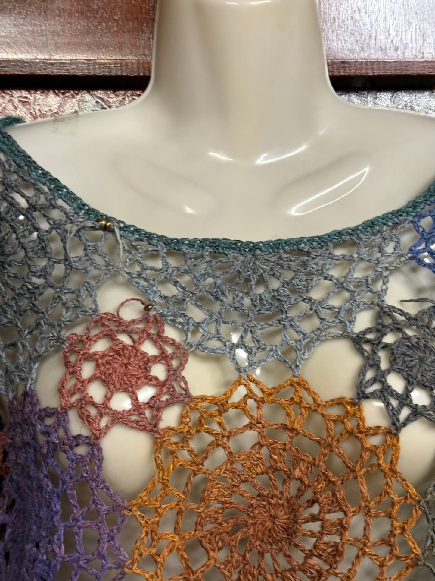 Handmade Circle colorful unique crochet blouse