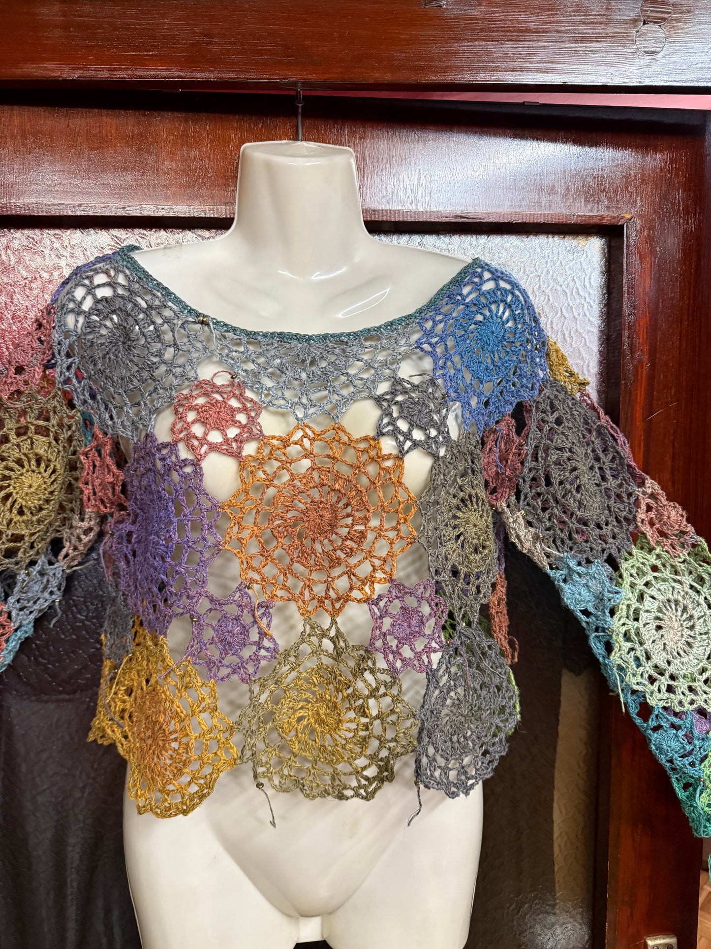 Handmade Circle colorful unique crochet blouse