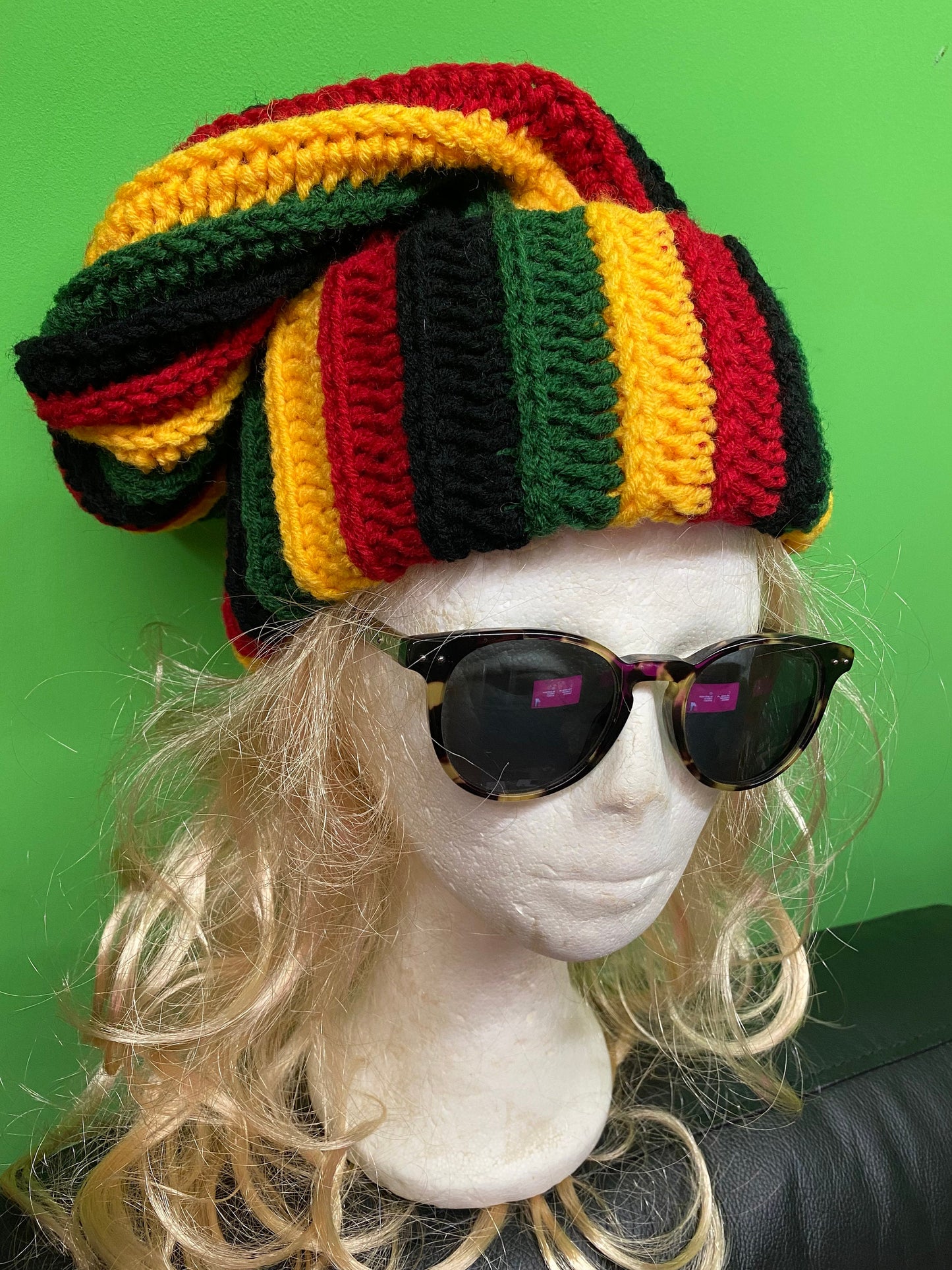 Oversized Rasta Dreadlock Beanie: Handmade Reggae Crochet Hat