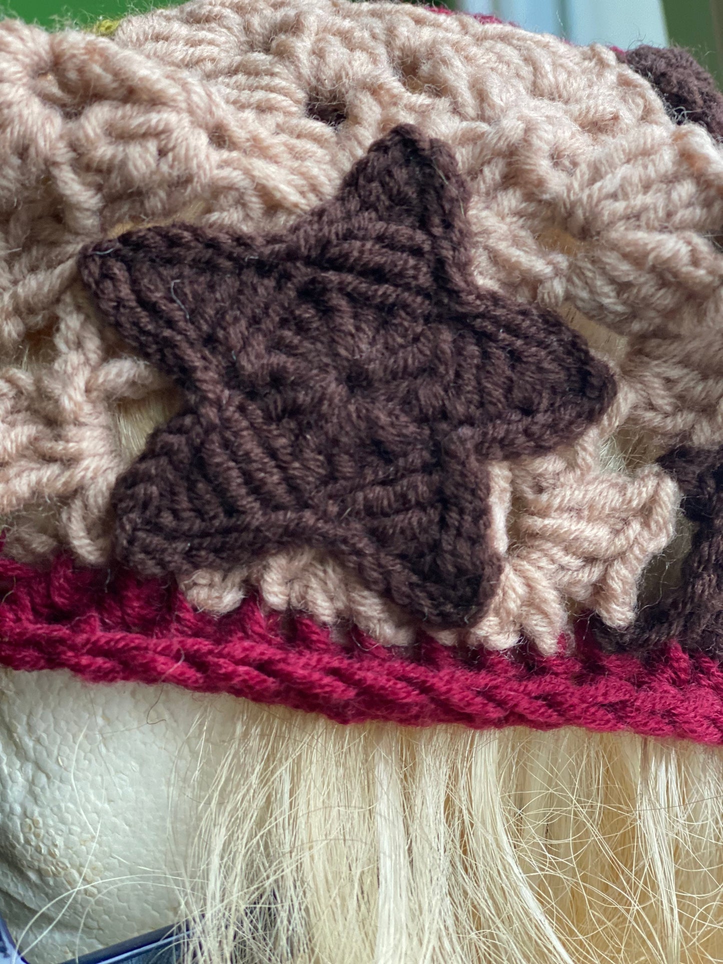 Crochet Star Beret Hat: Handmade Wool Blend, Granny Hexagon Design