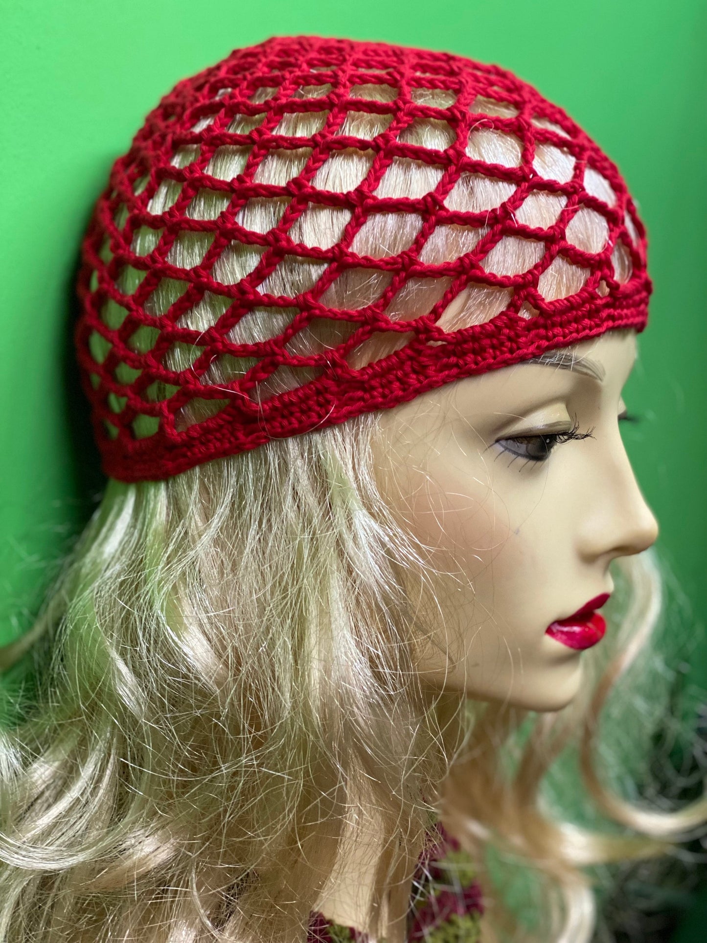 Boho Mesh Crochet Beanie – Lightweight Net Knit Hat in Multiple Colors