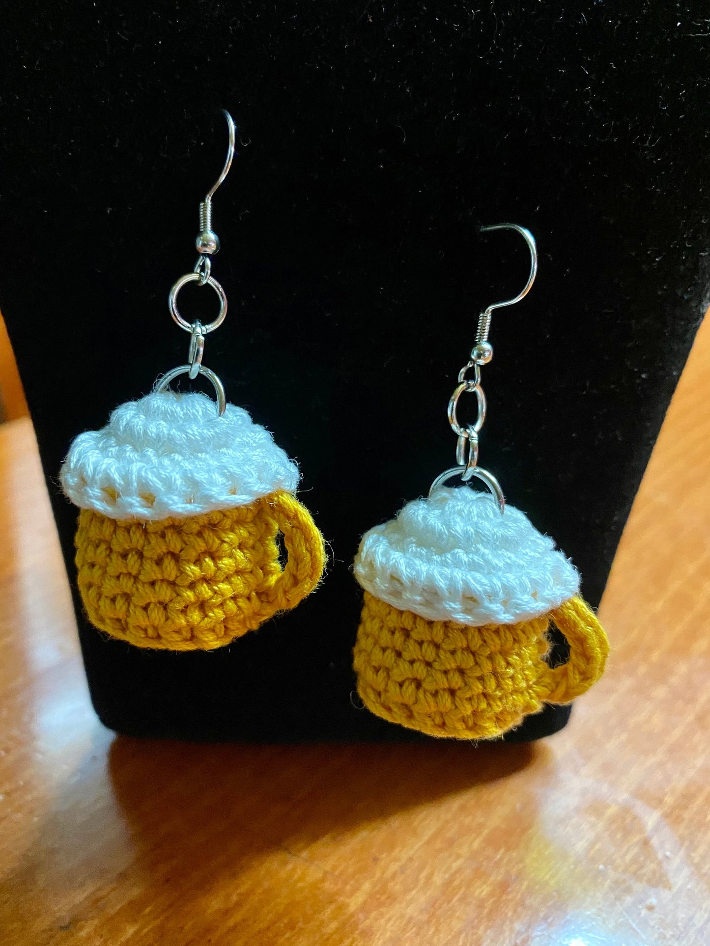 Crochet Cat Earrings: Handmade Cotton Yarn, Stainless Steel