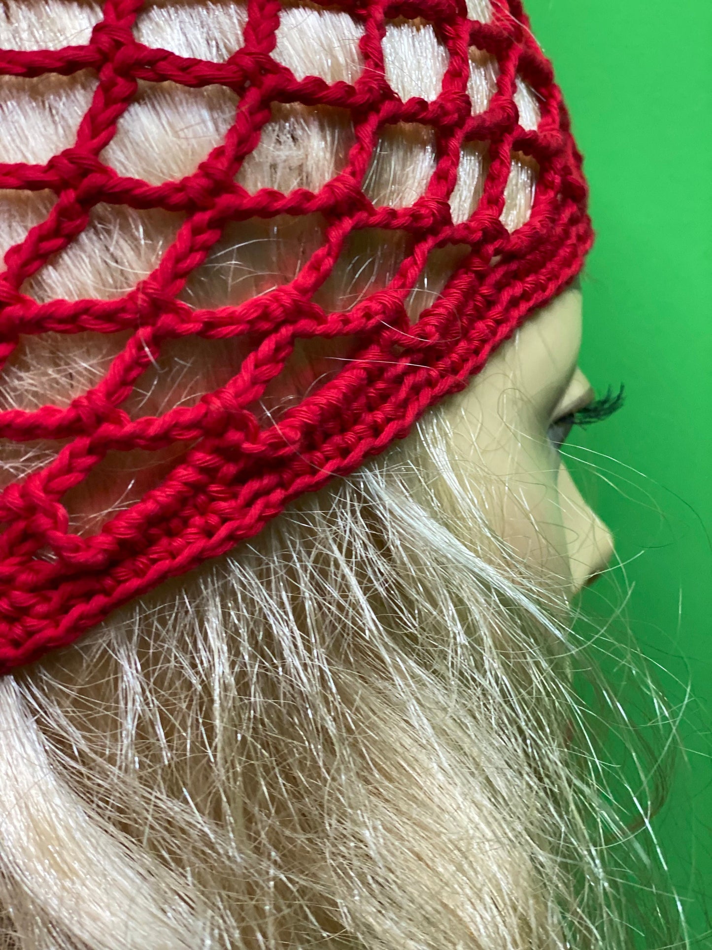 Red crochet mesh beanie, black netted mesh beanie, green crochet mesh hat, handmade mesh hat, handmade gift, gift for her, web hat