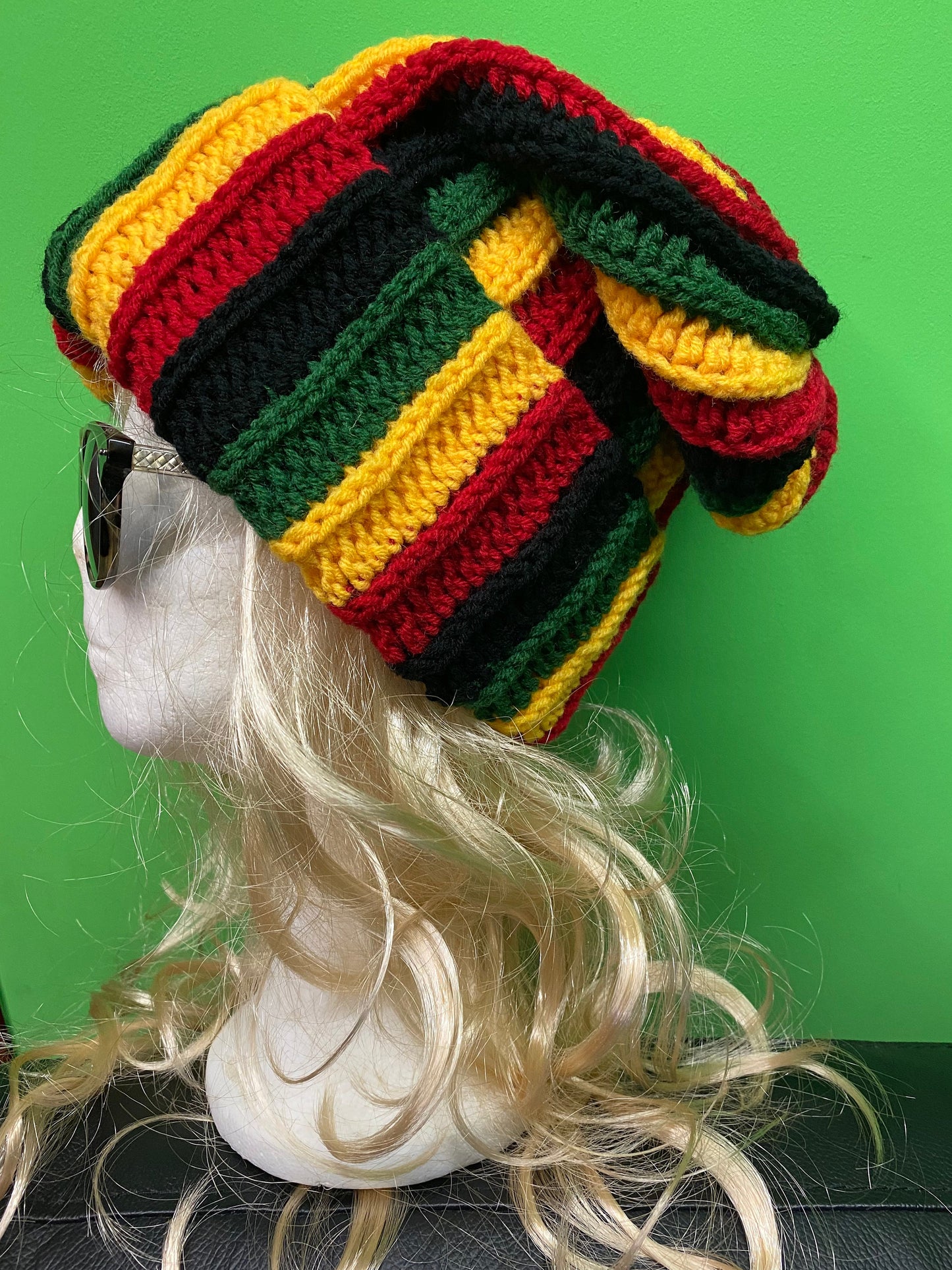 Oversized Rasta Dreadlock Beanie: Handmade Reggae Crochet Hat