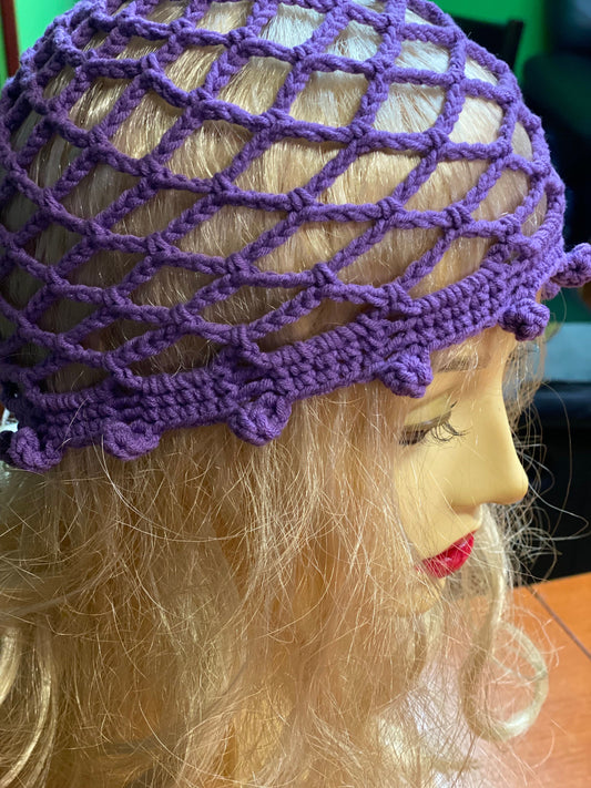 Purple Mesh beanie, netted mesh beanie, lilac crochet mesh hat, handmade mesh hat, handmade gift gift for her  crochet web beanie