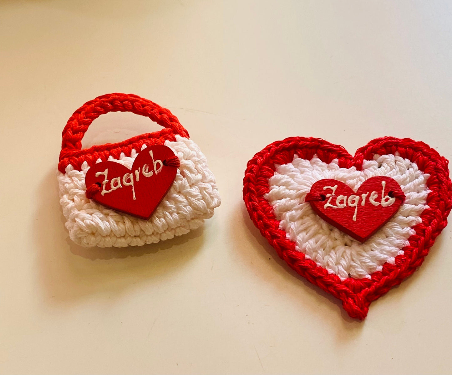 Crochet Zagreb Fridge Magnets: Handmade Cotton Set of 2