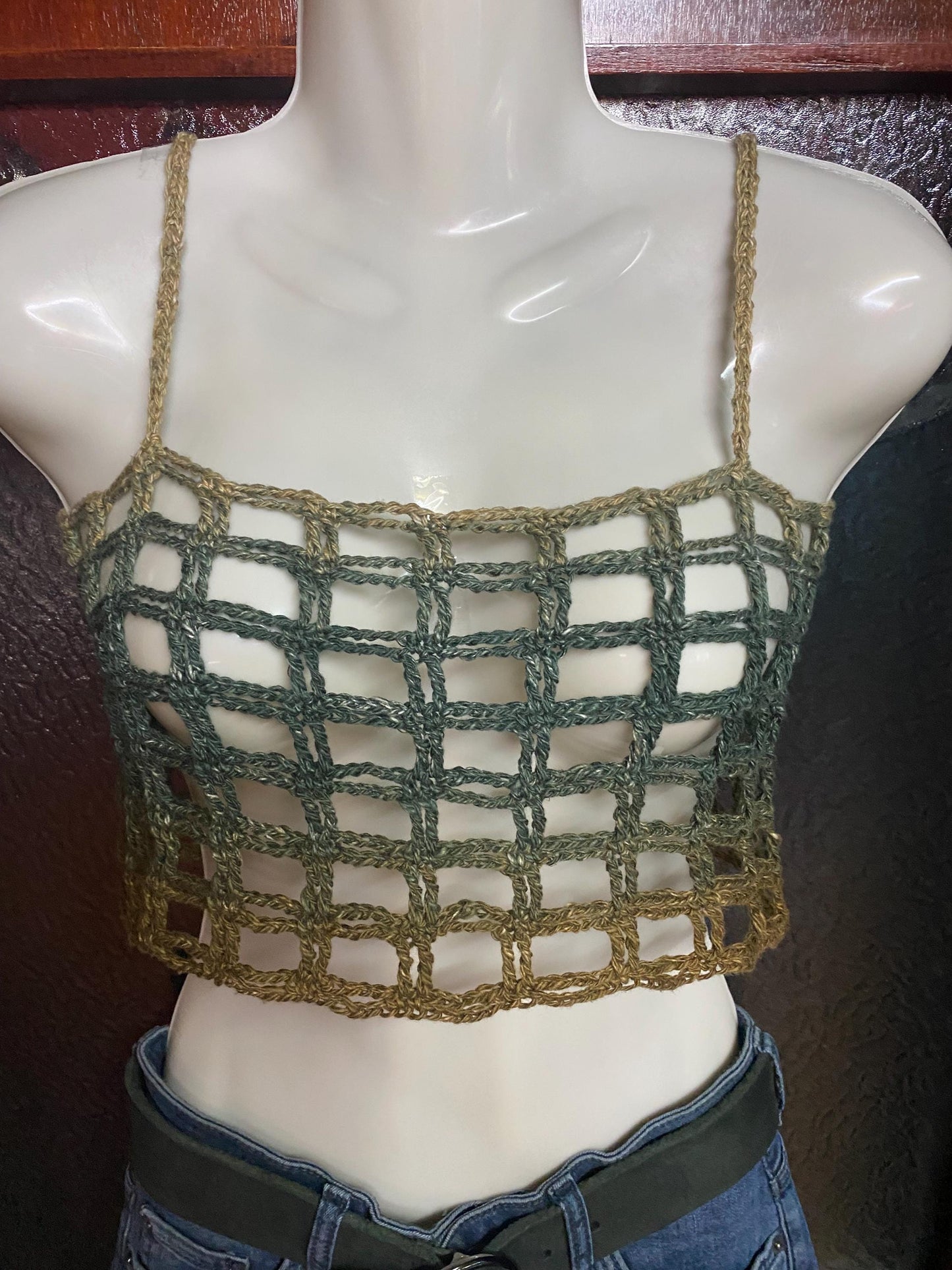 Mesh crochet crop top, tank top, sleeveless shirt, sleeveless crop top, crochet tank top, braces shirt, braces crop top, crochet crop-top