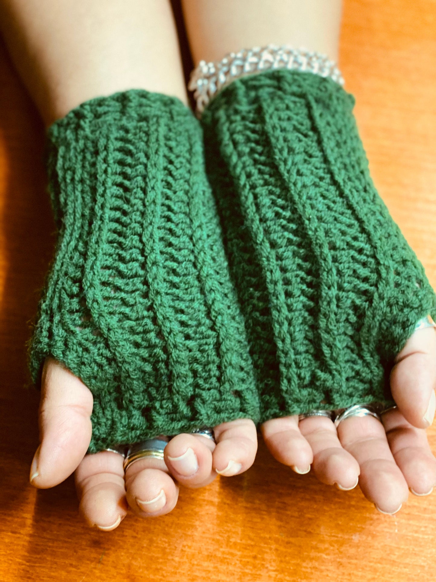 Crochet Frog Fingerless Gloves: Handmade Wool Blend Hand Warmers