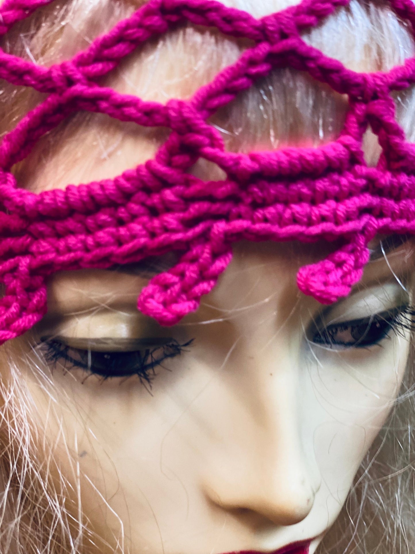 Magenta Mesh beanie, crochet mesh beanie, pink crochet mesh hat, handmade mesh hat, handmade gift, crochet web beanie