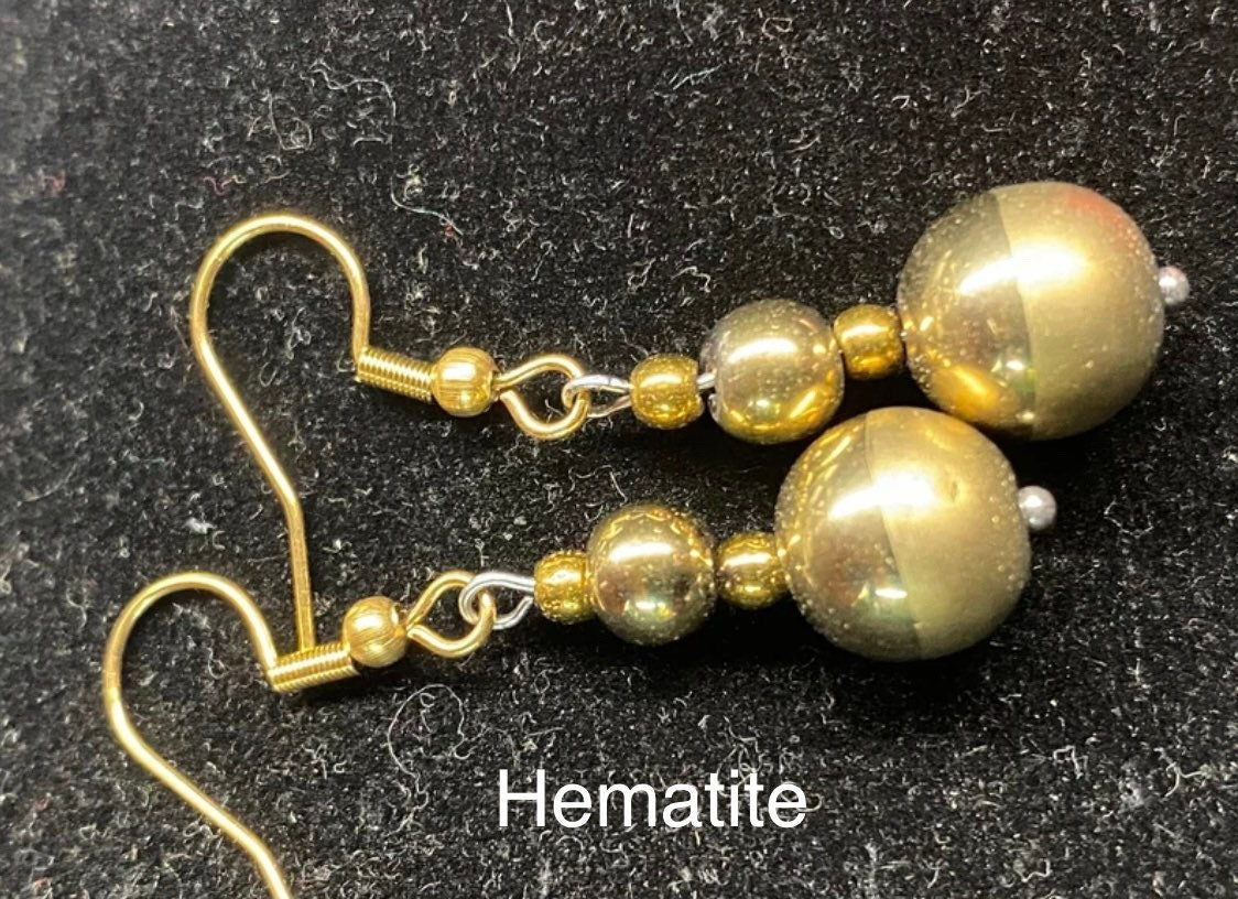 Anime earrings, handmade jewelry, gift for her, agate stone hematite, ceramic, rubber glass, red glass, cross, anime jewelry