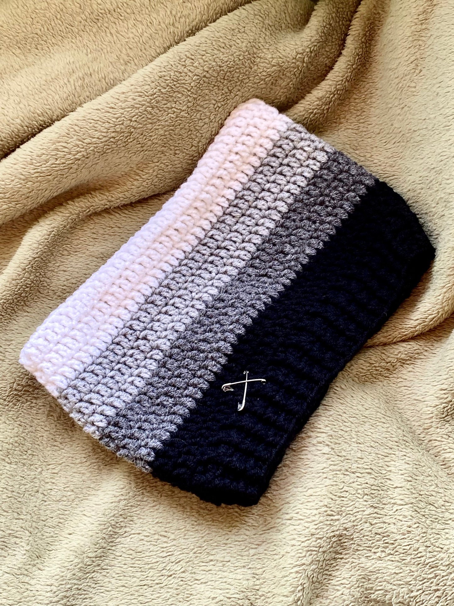 Crochet Asexual Pride Cat Ear Beanie: Wool Blend Hat