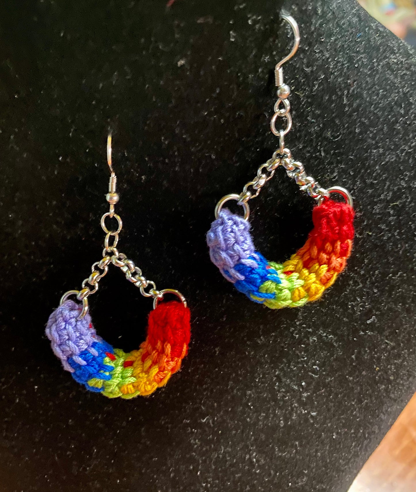 Crochet Cat Earrings: Handmade Cotton Yarn, Stainless Steel