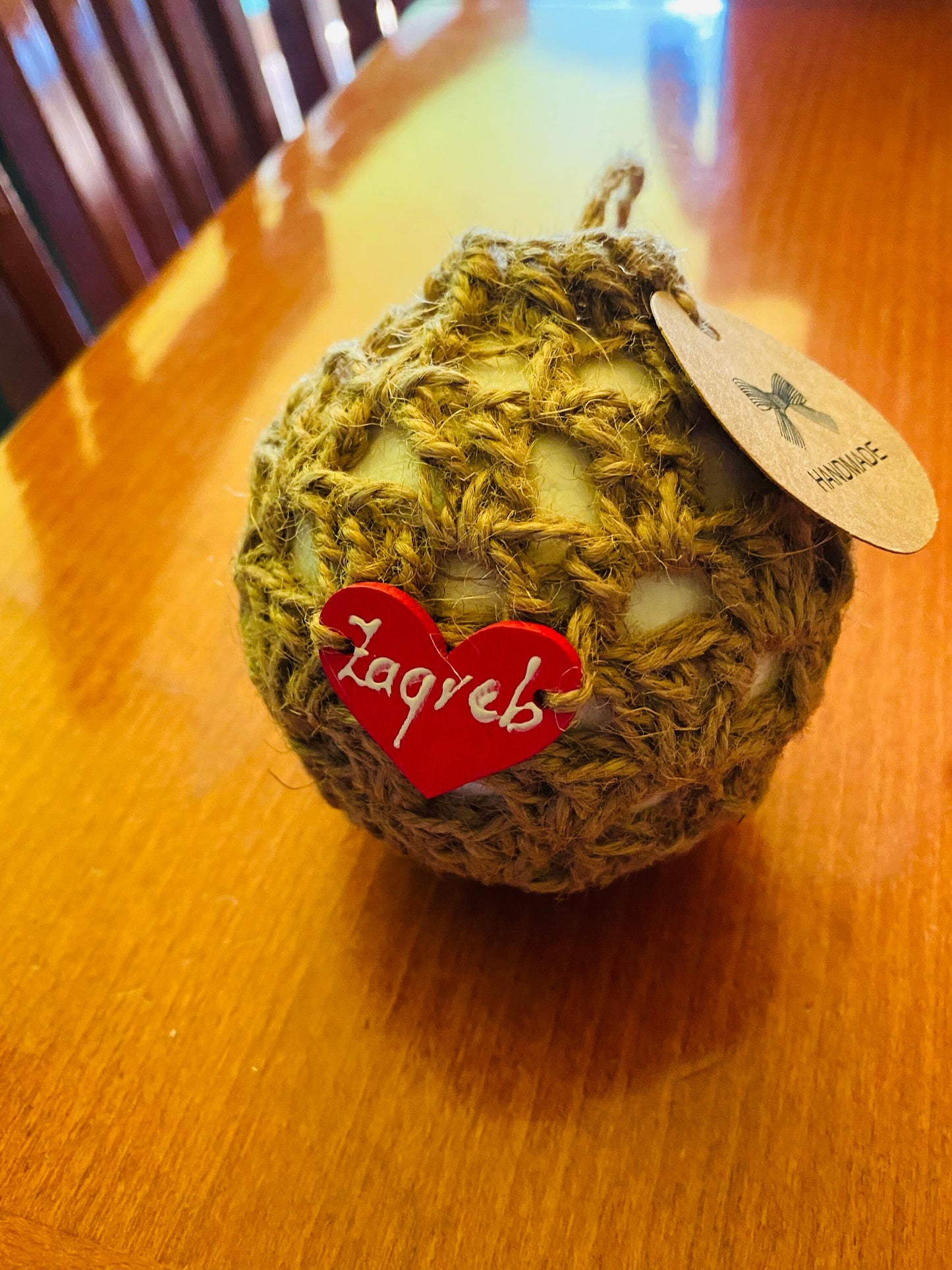 Crocheted Hemp Christmas Ball: Zagreb Decoration