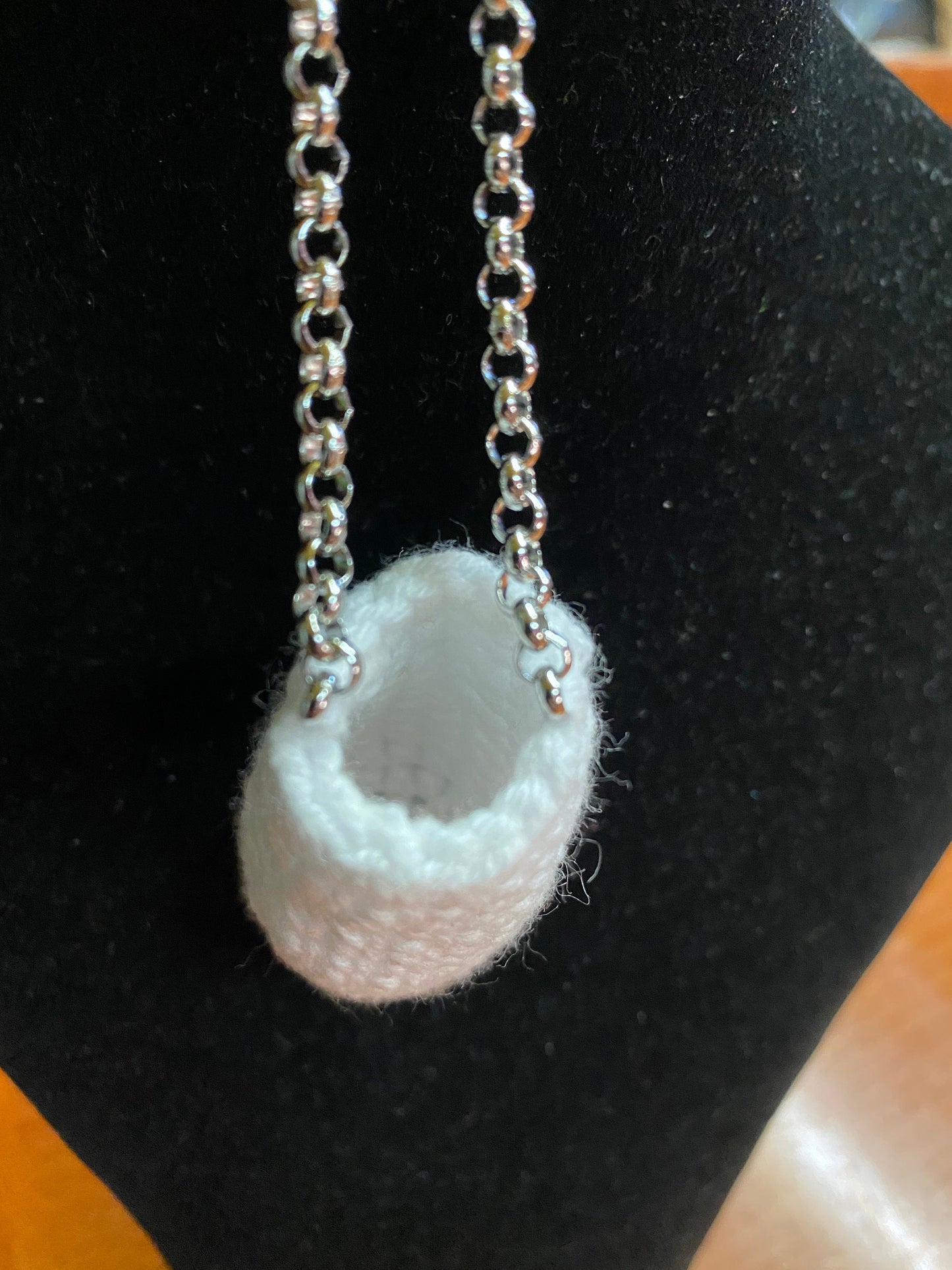 Crochet Mushroom Necklace: Handmade Cotton Blend Stainless Steel Chain